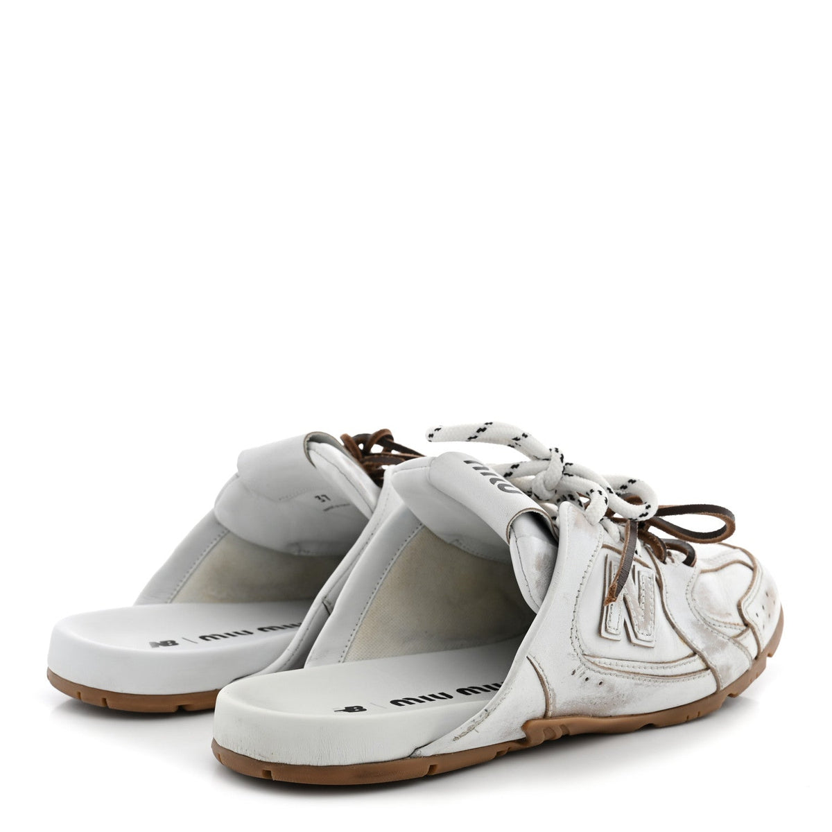 X NEW BALANCE Calfskin 530 SL Slip-On Sneaker Mules White