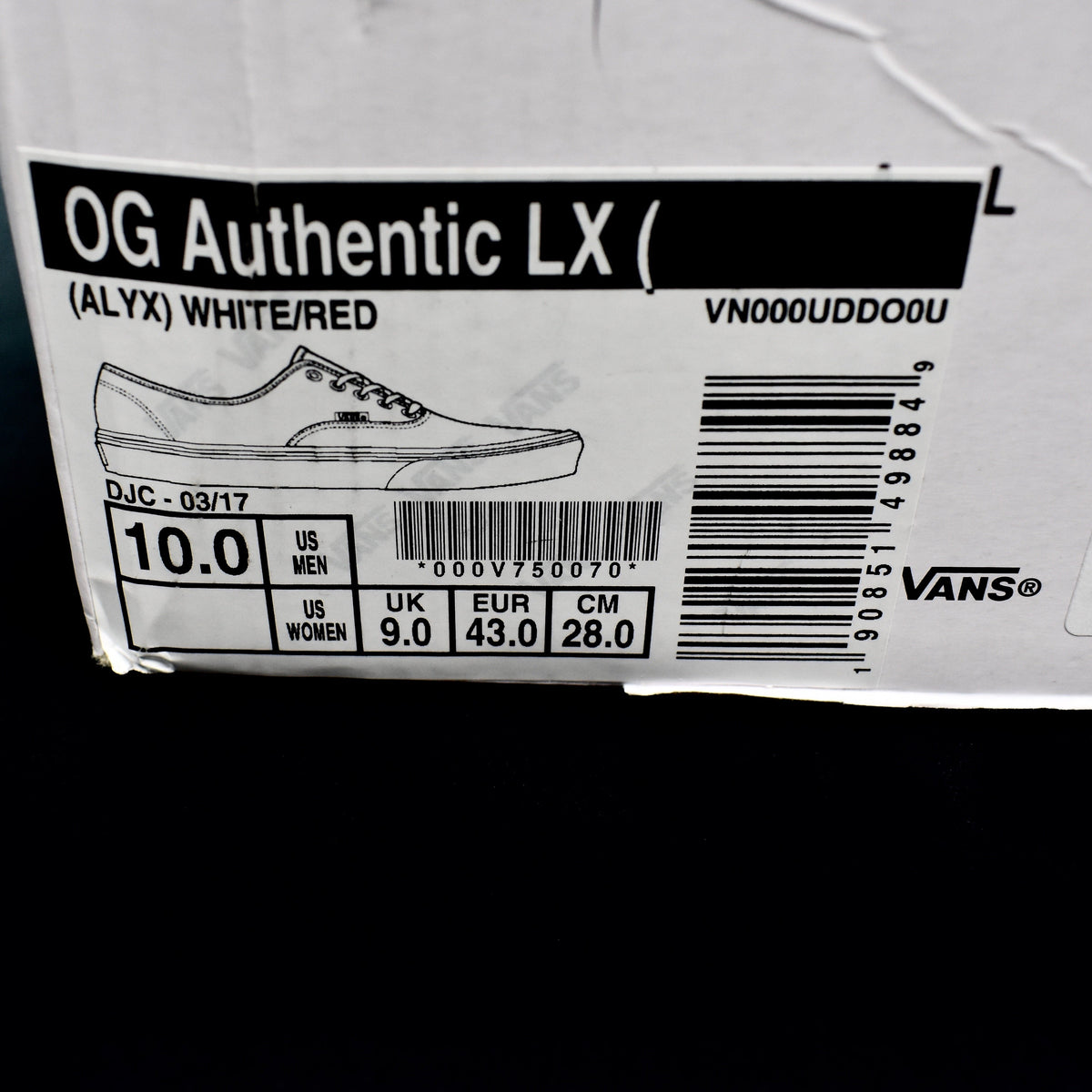 Alyx x Vans - OG Authentic LX (White/Red)