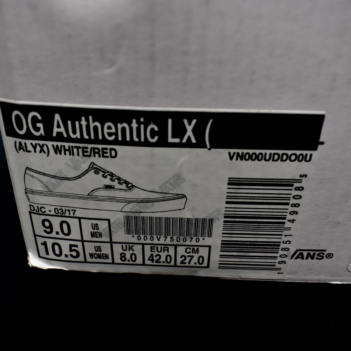 Alyx x Vans - OG Authentic LX (White/Red)