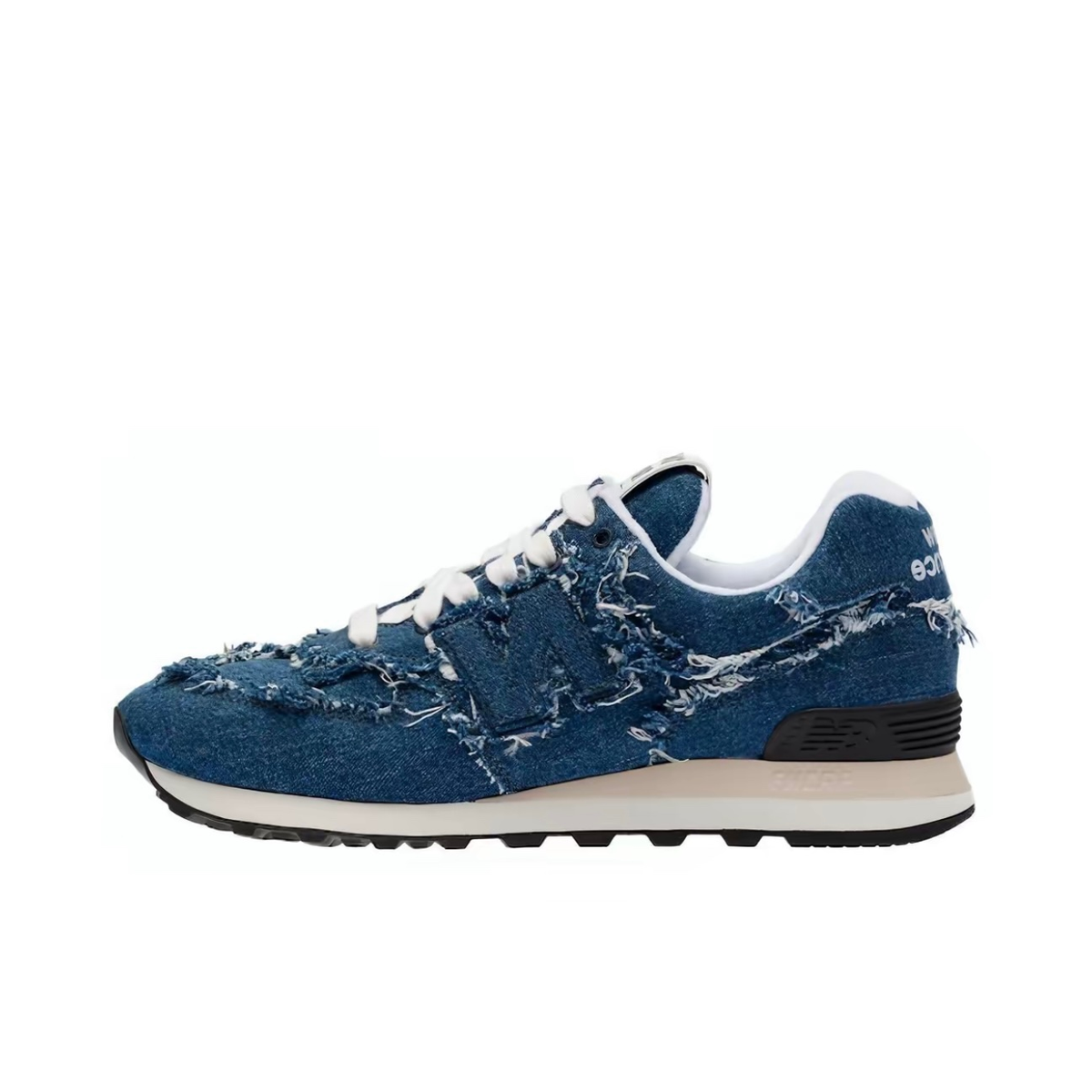 Women's Vintage Frayed Denim Sneakers, Retro 80s Chunky Sole Casual Shoes, Lace Up Distressed Jean Sneakers for Daily Wear