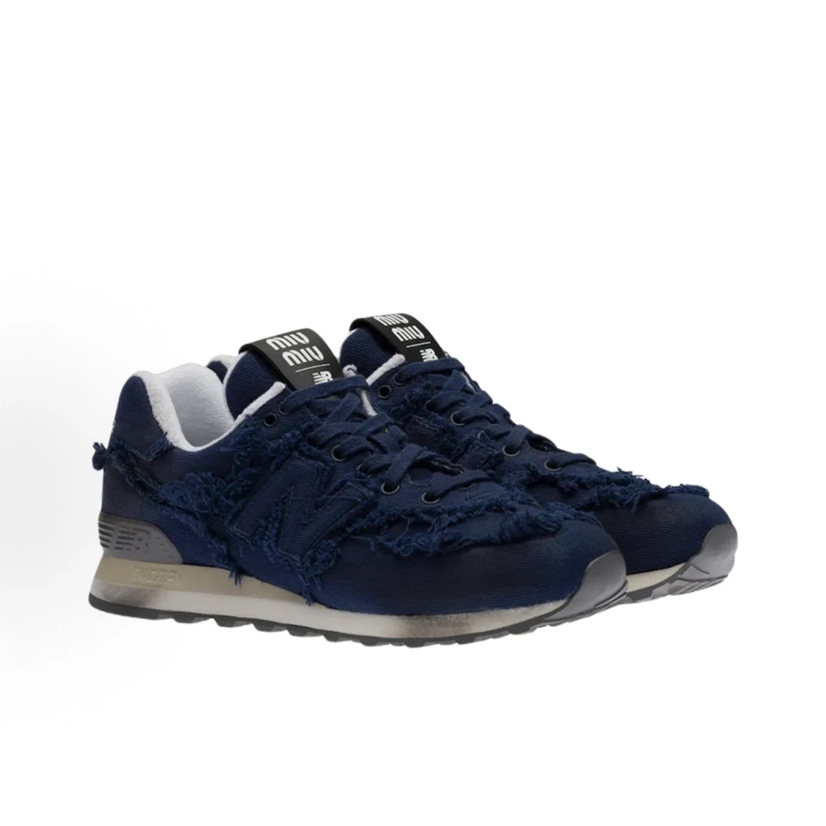 Women's Vintage Navy Frayed Denim Sneakers, Retro 80s Chunky Sole Casual Shoes, Lace Up Distressed Jean Sneakers for Daily Wear