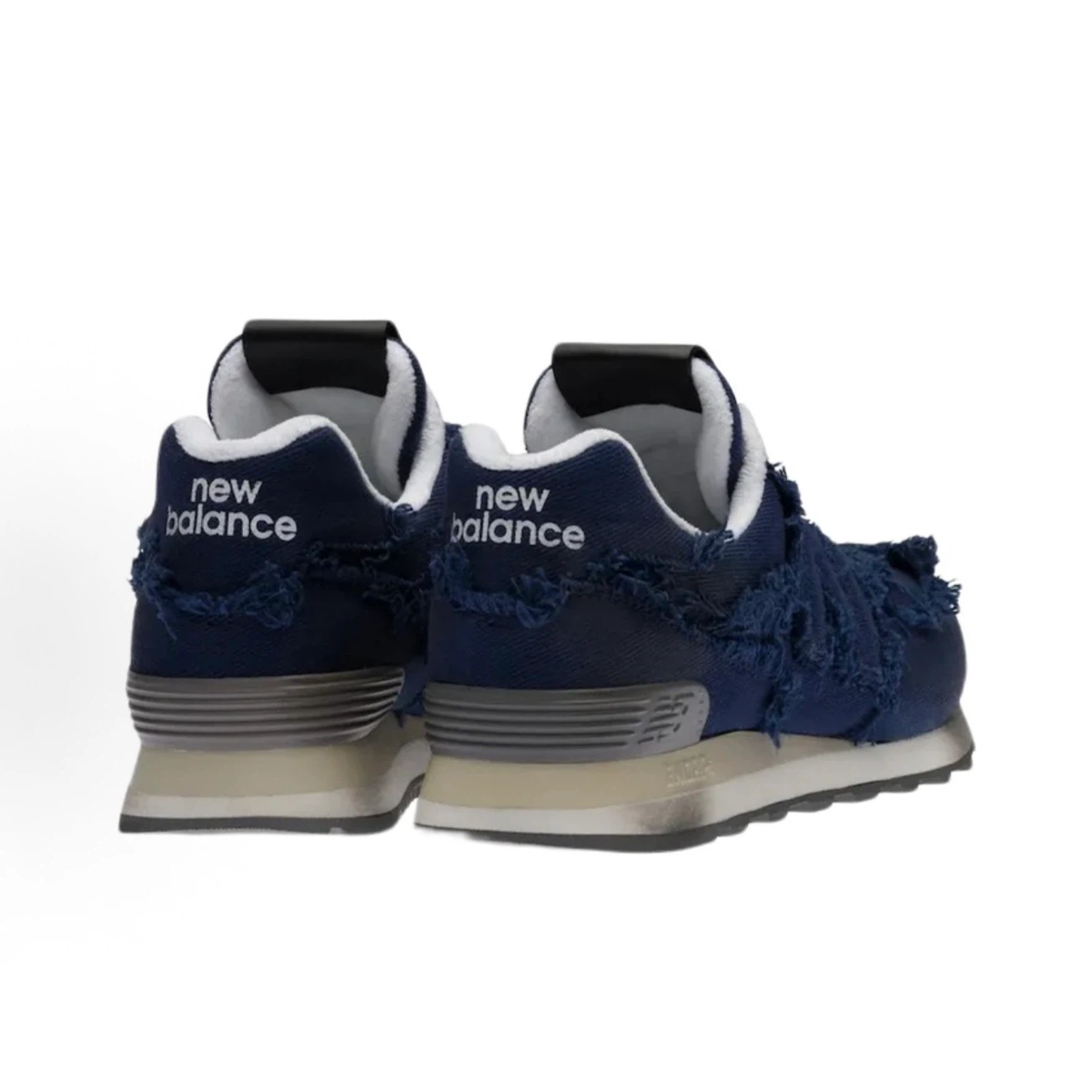 Women's Vintage Navy Frayed Denim Sneakers, Retro 80s Chunky Sole Casual Shoes, Lace Up Distressed Jean Sneakers for Daily Wear