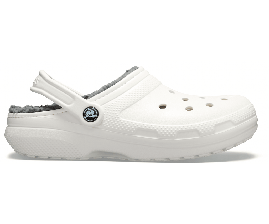 Crocs Unisex Classic Lined Clog - White / Grey