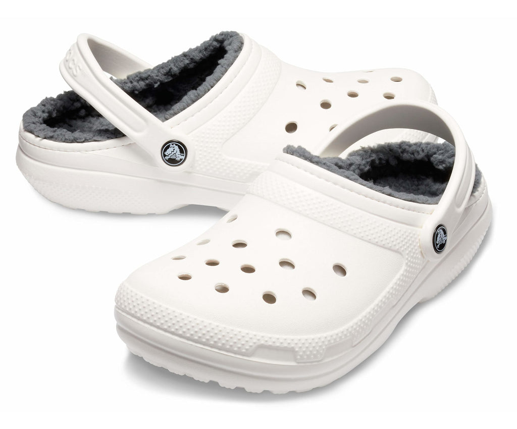 Crocs Unisex Classic Lined Clog - White / Grey