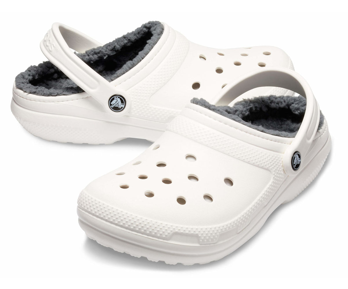 Crocs Unisex Classic Lined Clog - White / Grey